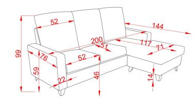 Chaiselongue Duque reversible, cemento o piedra