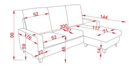 Chaiselongue Duque reversible, cemento o piedra