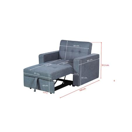 Sillón Cama 1 Plaza Mod Izan Gris | Relax Muebles