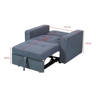 Sillón Cama 1 Plaza Mod Izan Gris | Relax Muebles