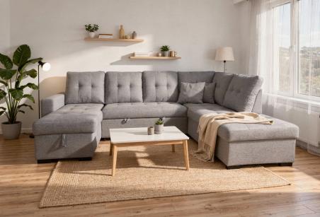 Rinconera chaiselongue cama Aitana con arcón gris