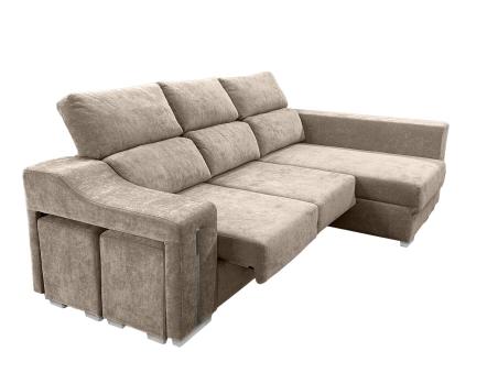 Chaiselongue Lucas con arcón y asientos extraíbles beige o gris