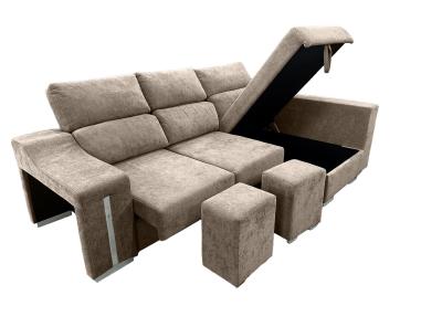 Chaiselongue Lucas con arcón y asientos extraíbles beige o gris