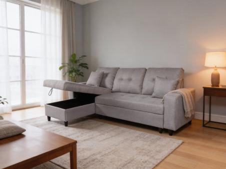 Chaiselongue Norman con arcón gris