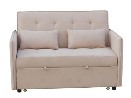 Sofá Cama de Arrastre BILBAO de 2 Plazas Tapizado beige o marengo