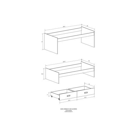 COMPACTA CON CAJONERA CHAMPION CAMBRIA-BLANCO en RelaxMuebles.com