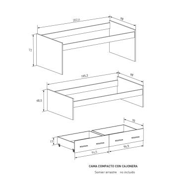 CAMA COMPACTA CON CAJONERA DONALD ENTREGA EXPRÉS RELAXMUEBLES