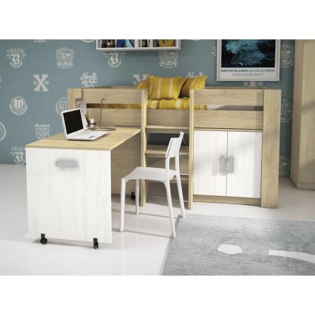 CAMA BLOCK C/MESA ESTUDIO DONALD Andersen pino-Grafito