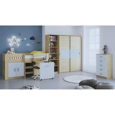 CAMA BLOCK C/MESA ESTUDIO DONALD Andersen pino-Grafito
