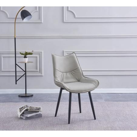JUEGO DE 2 SILLAS TAP. PU PATA METAL CALISTA BEIG O MARENGO EN RELAX MUEBLES