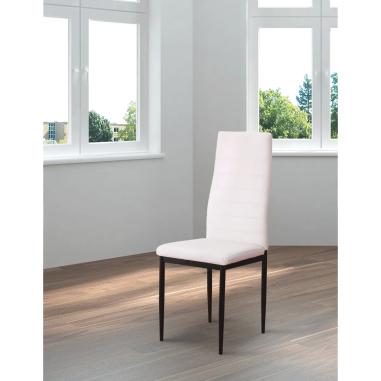 JUEGO DE 6 SILLAS TAP. EMI NEGRO BLANCO AVATAR AZUL CROMADA EN RELAXMUEBLES