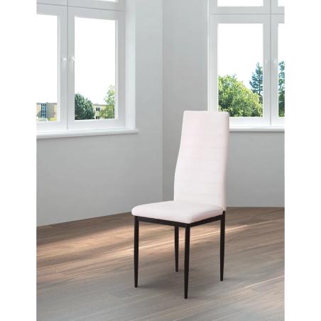 JUEGO DE 6 SILLAS TAP. EMI NEGRO BLANCO AVATAR AZUL CROMADA EN RELAXMUEBLES