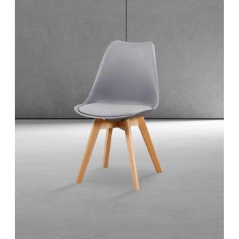 JUEGO DE 4 SILLAS TAP. PU PATA MADERA FINA BLANCO O GRIS EN rELAXmUEBLES.COM