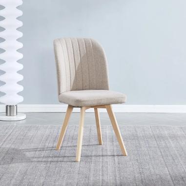 JUEGO DE 4 SILLAS TAP. TELA PATA MADER LANE BEIG O GRIS en RelaxMuebles