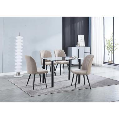 JUEGO DE 4 SILLAS TAP. TELA PATA NEGRA RORY BEIG O LATTE para envío rápido en Relax Muebles