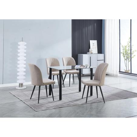 JUEGO DE 4 SILLAS TAP. TELA PATA NEGRA RORY BEIG O LATTE para envío rápido en Relax Muebles