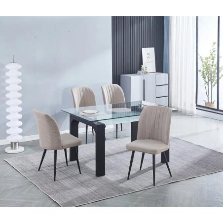 JUEGO DE 4 SILLAS TAP. TELA PATA NEGRA RORY BEIG O LATTE para envío rápido en Relax Muebles