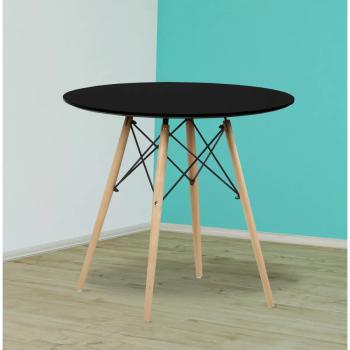 MESA REDONDA 4 PATAS MADERA DINAMARCA BLANCO o NEGRO relaxmuebles.com