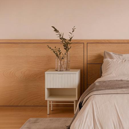 Mesita 45 Oslo 1 Cajon + Hueco Perla | Relax Muebles