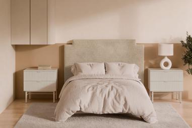 Mesita 59 Oslo 2 Cajones Perla | Relax Muebles