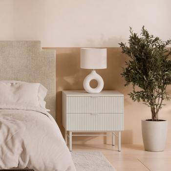Mesita 59 Oslo 2 Cajones Perla | Relax Muebles 2