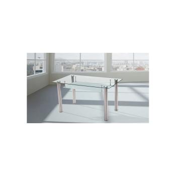MESA COMEDOR FIJA TAPA CRISTAL PRANZO ACERO relaxmuebles.com
