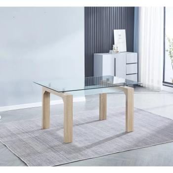 MESA COMEDOR FIJA CRISTAL TRANSPARENTE SENSEI NEGRO Y CAMBRIA RELAX MUEBLES