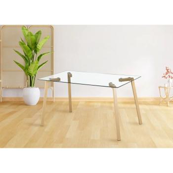 Mesa comedor Sullie pata madera tapa cristal EN RELAXMUEBLES