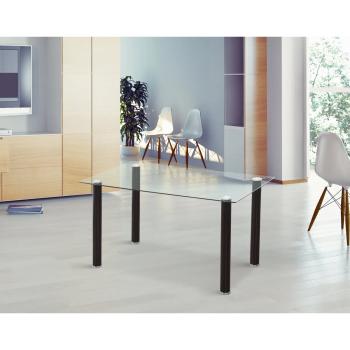 MESA COMEDOR FIJA CRISTAL TRANSPARENTE YURI NEGRO BLANCO EN RELAX MUEBLES 2