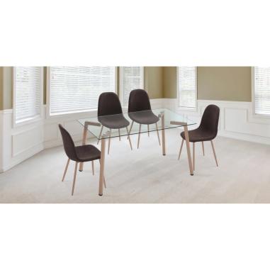 Mesa comedor Sullie pata madera tapa cristal EN RELAXMUEBLES