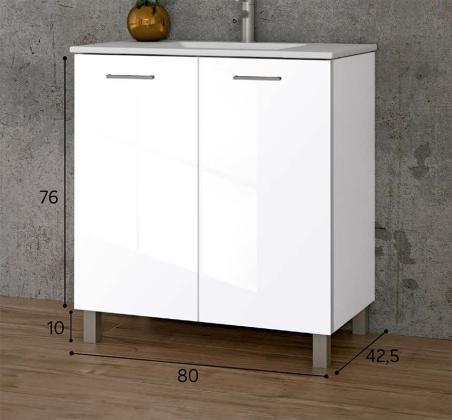 Módulo baño 2 puertas 80 cm Export blanco brillo
