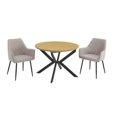 Conjunto mesa redonda extensible Winsor y sillones Devon
