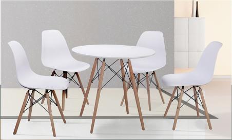 Conjunto mesa redonda Dinamarca y 4 sillas | Relax Muebles