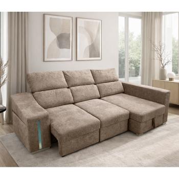 Chaiselongue cama XL Menua con arcón y 2 taburetes