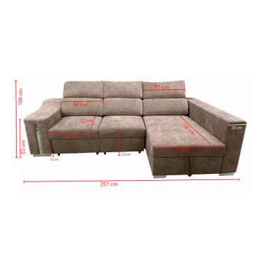 Chaiselongue cama XL Menua con arcón y 2 taburetes