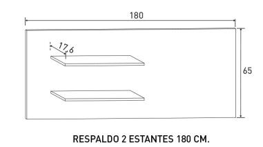 Respaldo 2 estantes Lara 180 cm | Relax Muebles