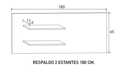 Respaldo 2 estantes Lara 180 cm | Relax Muebles