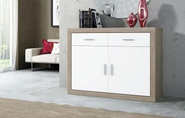 APARADOR 2P. 120 CM. LARA CAMBRIA-GRAFITO, CAMBRIA-BLANCO, PUCCINI-TEXTIL