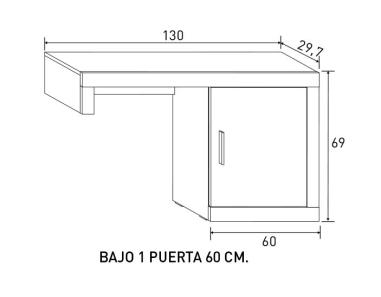 Bajo 1 puerta Lara 60 cm | Relax Muebles