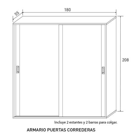 ARMARIO 2P.CORREDERA LARA DORMITORIOS en relaxmuebles