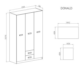 Estante Opcional para armario 3 puertas 2 cajones Donald 2