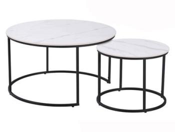 Set de mesas Café sobre cerámico efecto mármol