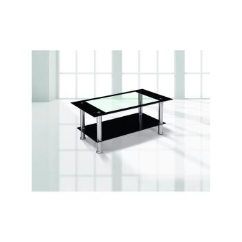 MESA CENTRO FIJA TAPA CRISTAL ELBA NEGRO en Relax Muebles