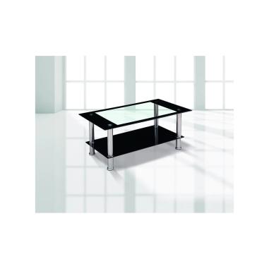 MESA CENTRO FIJA TAPA CRISTAL ELBA NEGRO en Relax Muebles