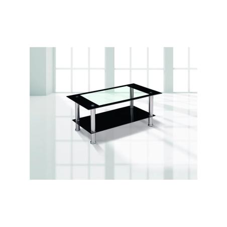 MESA CENTRO FIJA TAPA CRISTAL ELBA NEGRO en Relax Muebles