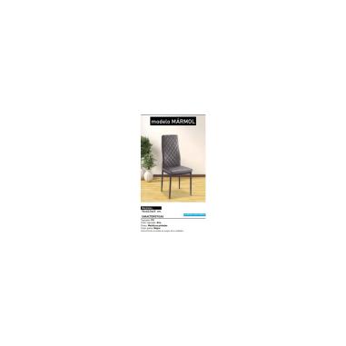JUEGO DE 6 SILLAS TAP. PU PATA NEGRA MARMOL GRIS en RelaxMuebles.com
