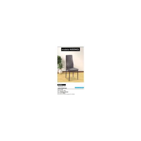 JUEGO DE 6 SILLAS TAP. PU PATA NEGRA MARMOL GRIS en RelaxMuebles.com
