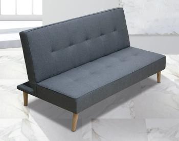 SOFA CAMA CLIC-CLAC PATAS MADERA UNAI GRIS - AZUL OSCURO
