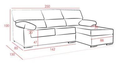 Shaiselongue izquierda Rubén fija antimanchas