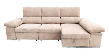 Shaiselongue cama derecha c/arcón gris o beig Nadia